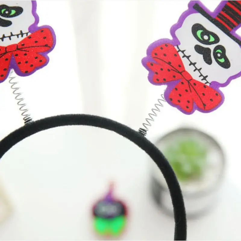 2pcs Kids Halloween Plastic Headband Pumpkin Ghost Cat Skull Decor Spring Hair Hoop Nightclub Masquerade Party Favors Headpiece