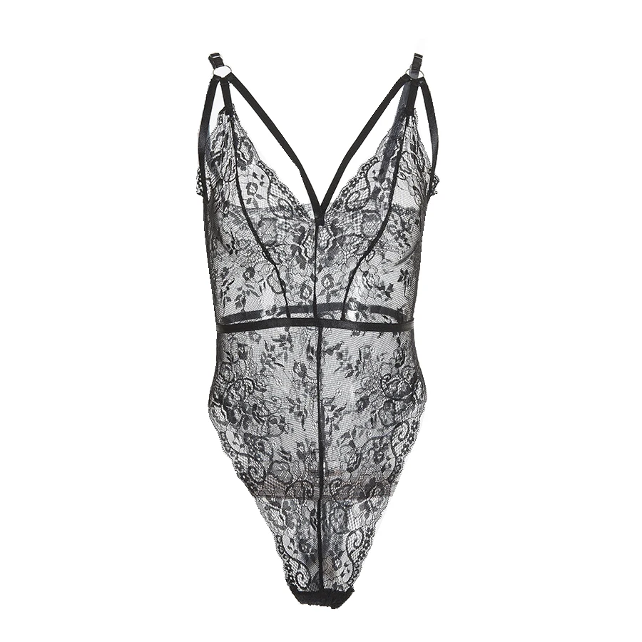 SSWILD леди женский черный кружевной облегающий костюм сексуальные прозрачные