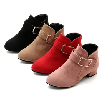 

Girls Martin Boots Shoes Spring Autumn Flock Leather Children Boots Fashion Kids Boots Warm Winter Boots Botas High Heels Buckle