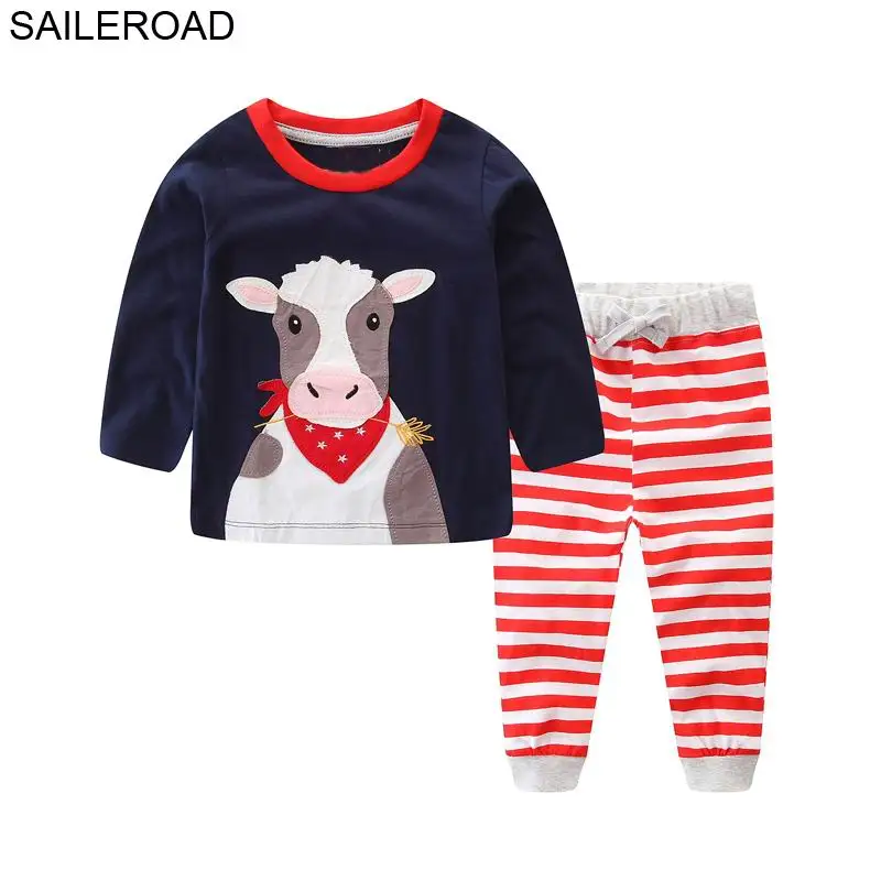 8119 SAILEROAD/Детская осенняя одежда; комплекты одежды для маленьких мальчиков с героями мультфильмов; теплые комплекты с милым принтом кота для маленьких мальчиков; одежда для детей - Цвет: 8119