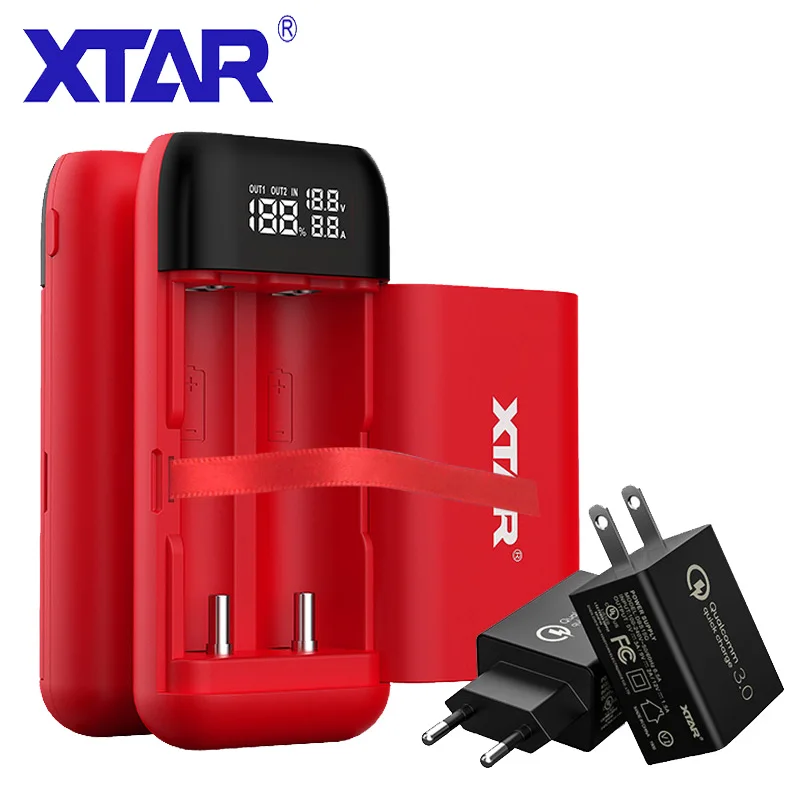 XTAR power Bank зарядное устройство PB2S USB зарядное устройство type-C QC3.0 Быстрая зарядка новейший 18650 power BANK 20700 21700 зарядное устройство
