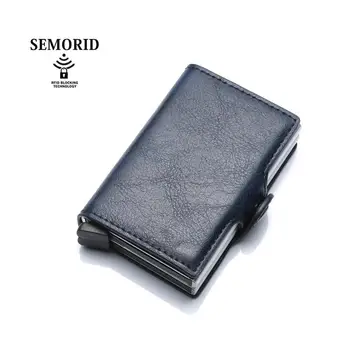 

SEMORID Rfid Card Holder Men Wallets RFID Money Bag Male Vintage Black Short Purse Small Pu Leather Slim Wallets Mini Wallets