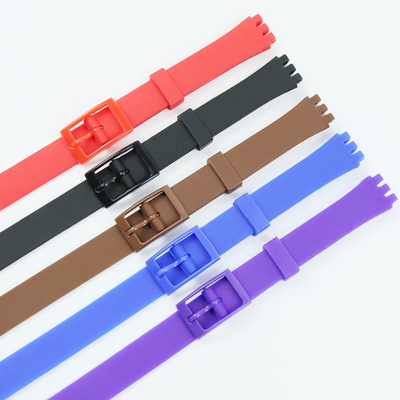 Аксессуары для часов детский силиконовый ремешок для Swatch 12 мм женские ремешки для часов вокруг запястья длинный резиновый спортивный ремешок
