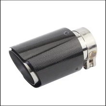 Knalpot Mobil Pipa Ekor Glossy Karbon Muffler Tip Ekor Akhir Universal Stainless Steel Lurus Flange Perak untuk BMW E90(China)