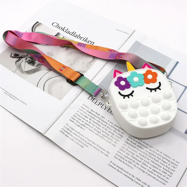 Fashion Unicorn Fidget Toys Bag Push Pop Bubbles Kawaii Wallet Bag Coin Purse Silicone Antistress Figet Sensory Toy For Girls 28
