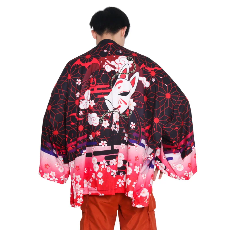 Black Kimono Cardigan Women Men Japanese Obi Male Yukata Men's Haori Japanese Wave Carp Print Coat Traditional Japan Clothes New
