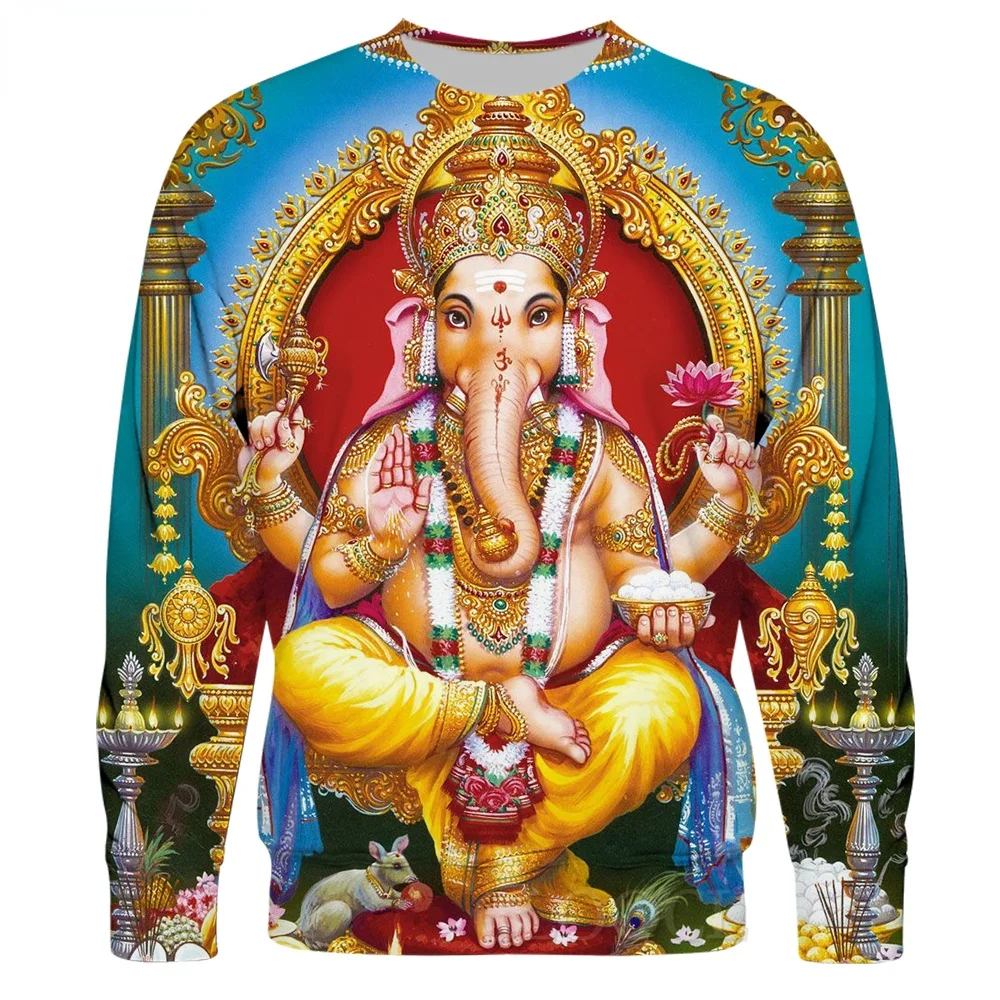 

CLOOCL Men Sweatshirt Indian God Ganesha 3D All Over Printed Autumn Women Streetwear Round Neck Long Sleeve Casual Pullover