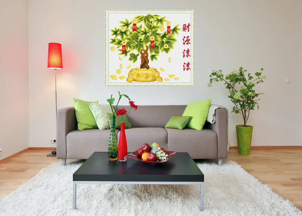 Money tree (treasure bowl) Diamond Painting cross stitch Square Round print canvas stitching embroidery DIY handmade needlework