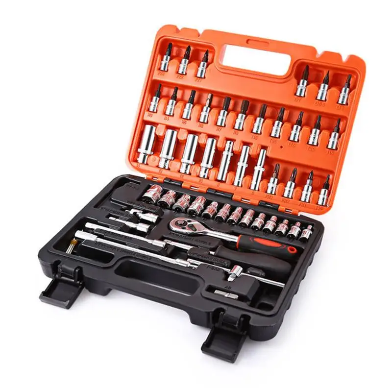 

53pcs Socket Set Car Repair Tool Ratchet Set Torque Wrench Combination Bit A Set Of Keys Chrome Vanadium Universal Hardware Kit