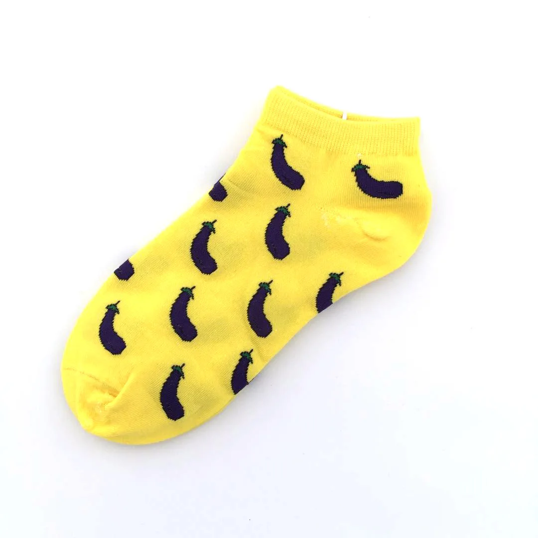 10 пар/лот, женские короткие носки, забавные хлопковые носки с изображением фруктов, овощей, животных, мультяшных кораблей, дыни, помидоров, носки с изображением клубники