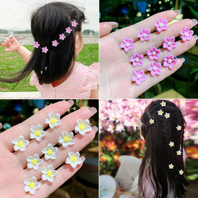 10pcs Small Flower Buckle Hair Clips Hairpins for Women Girls Fashion DIY Hair Styles Holder Hair Pins Claws Hair Accessories