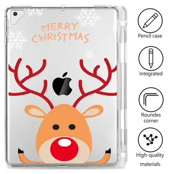 

IPad 5th 6th 7th Generation Case With Pen Slot Merry Christmas Clear Soft Cover iPad Pro 11 12.9 Mini 1 2 3 4 5 iPad 2 3 4 Cases
