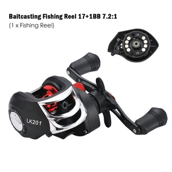 

17+1BB 7.2:1 High Speed Baitcasting Reel Super Long Casting Fishing MAX Drag Power 18LB Short Shaft Spool Left/Right Hand