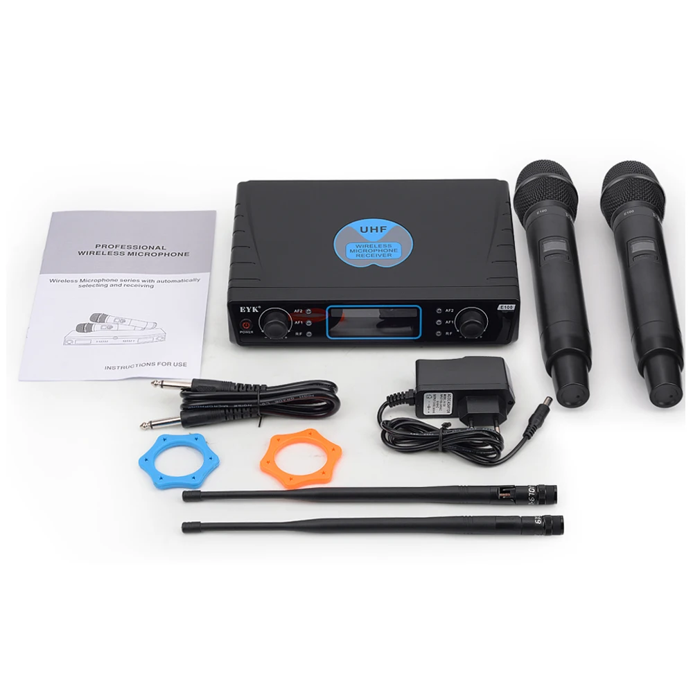 EYK E100 UHF 2 Channels Wireless Microphone System