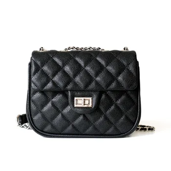 

Genuine leather women bag Summer new lattice leather handbag chain rotating lock three-layer pouch shoulder bag GN-SB-scyzzp