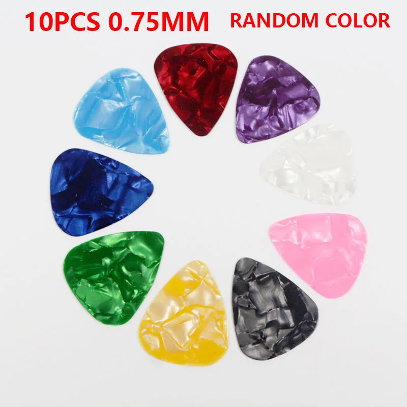 10PCS 0.75MM 10 шт. медиаторы для гитары s Slip Celluloid электрическая гладкая медиатор s медиатор аксессуары для акустической бас-гитары - Color: 10PCS 0.75MM
