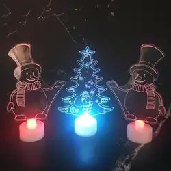 Красочное рождественское ночное освещение Дерево Санта Клаус Снеговик Новогодний подарок декор