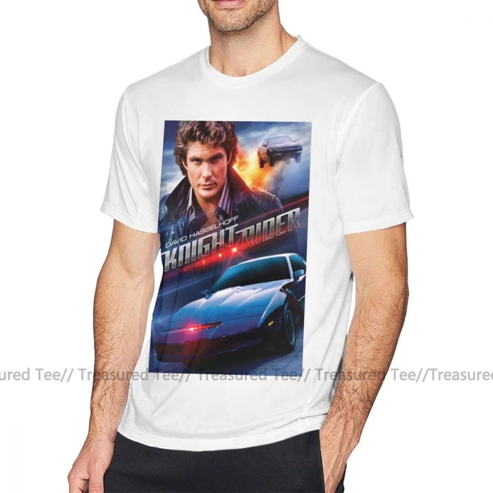 Knight Rider, футболка, Knight Rider-Hasselhoff, футболка с коротким рукавом, плюс размер, футболка, летняя Милая Мужская футболка из 100 хлопка - Color: White