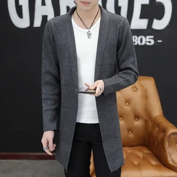 

Mens Sweaters Black Light Gray Dark Gray Long Sleeve Spring and Autumn Cardigan Men Casual Turn-down Collar Solid Men Sweater