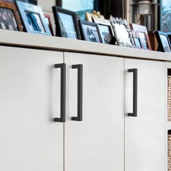 Probrico Black Cabinet Handles and knobs Minimalist Kitchen Furniture Cupboard Long Pulls Wardrobe Bedside Locker Drawer Knobs