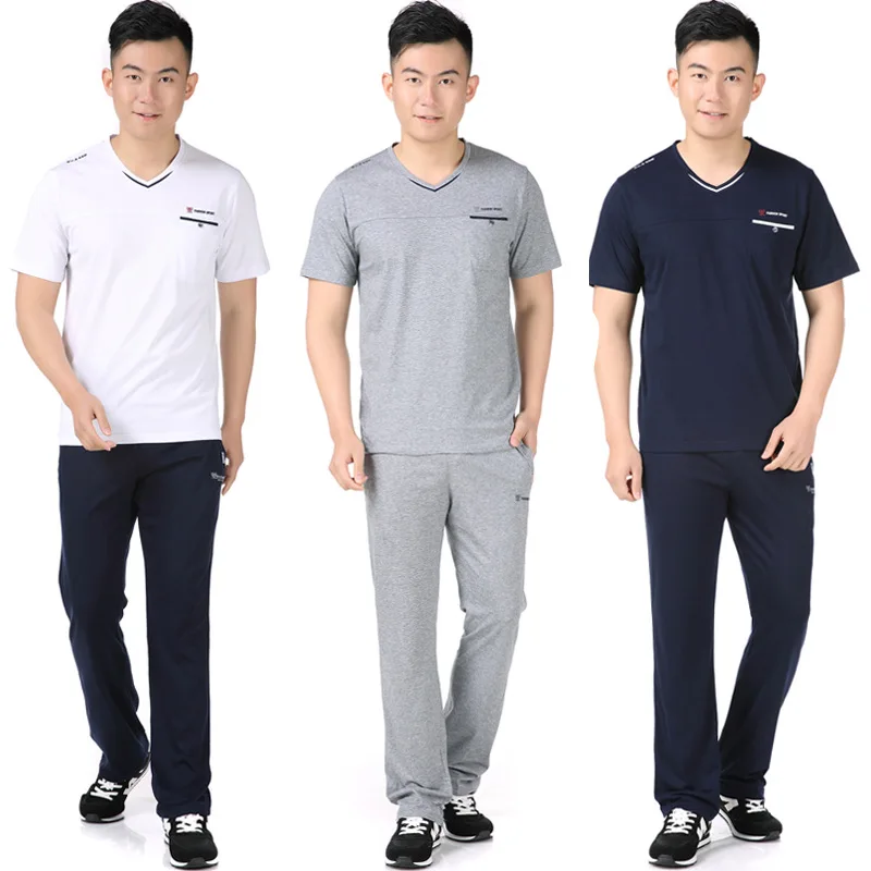 

Middle-aged Men'S Wear Sports Set Summer Short-sleeved Trousers Large Size Loose-Fit Daddy Clothes-Two-Piece Set