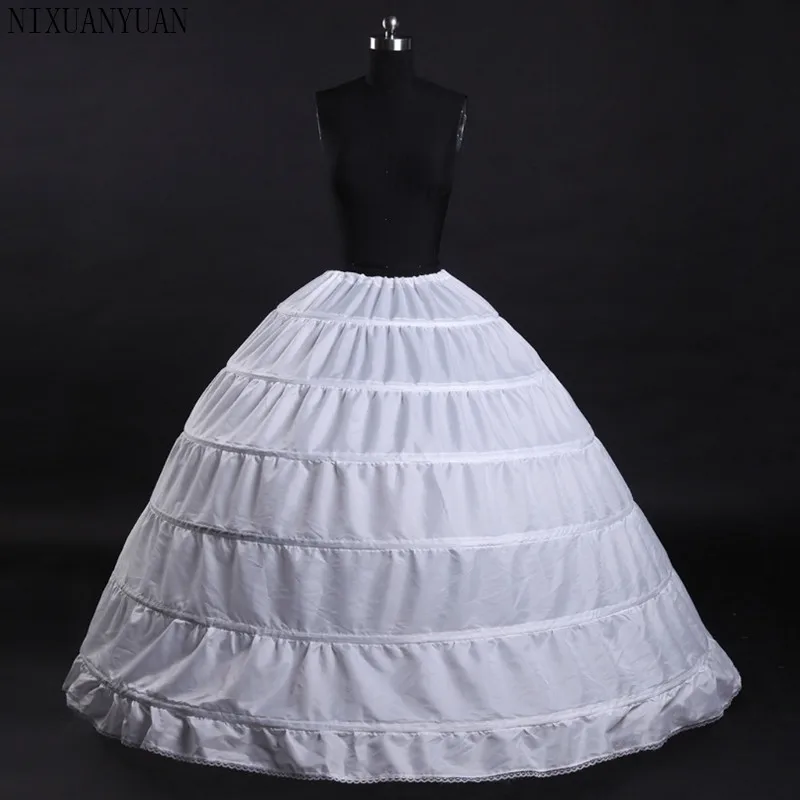 

6 Hoops White Petticoats Bustle Ball Gown Wedding Dress Underskirt Bridal Crinolines