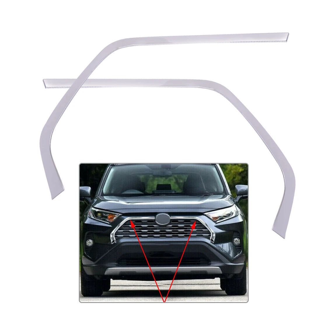 CITALL, 2 шт., подходит для Toyota Rav4, автомобильная нержавеющая сталь, Хромированная передняя решетка решетки, декоративная крышка, полоски для отделки