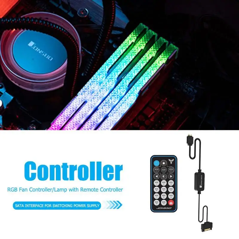 JONSBO AURA RGB Управление; пульт дистанционного управления Управление 5V 3Pin SATA Питание памяти светодиод, холодный свет в полоску симфония издание для ПК чехол