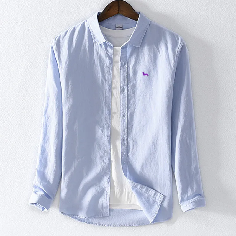 Мужской летний льняной хлопковый топ с длинными рукавами и вышивкой 4XL camisa masculina chemise homme гавайская рубашка уличная