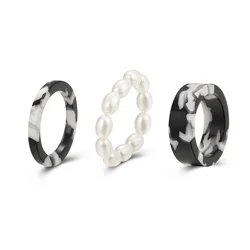 Vibrant Multilayered Green Adjustable Ring Set - Hand - Painted Candy Color Jewelry (OV5414402)