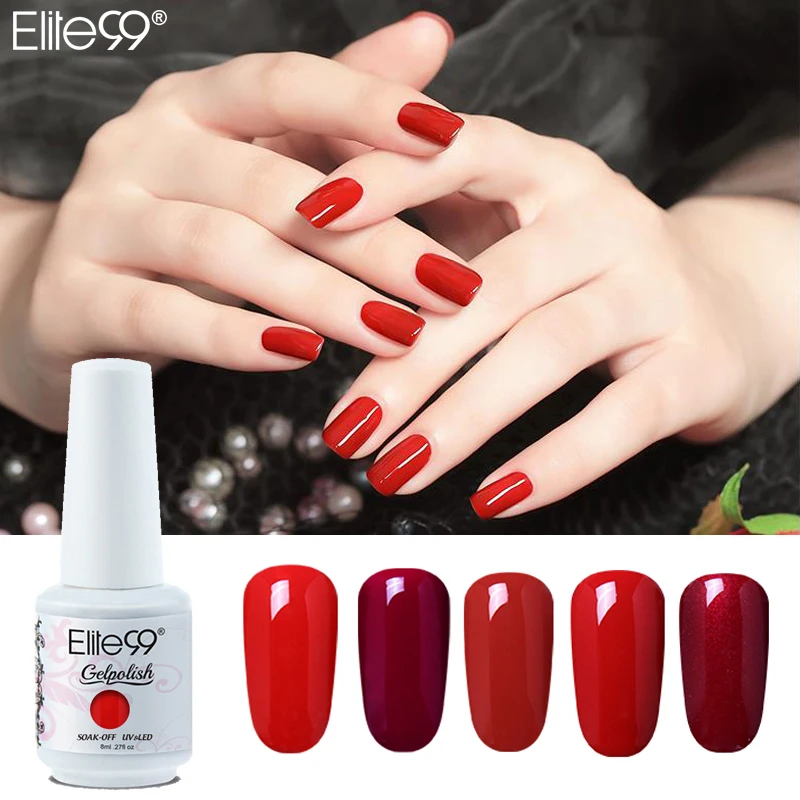

Elite99 8ml Wine Red Gel Nail Polish Semi Permanent Nail Polish Gel Soak Off Gel Varnish Nail Art Manicure Lacquer For Nails