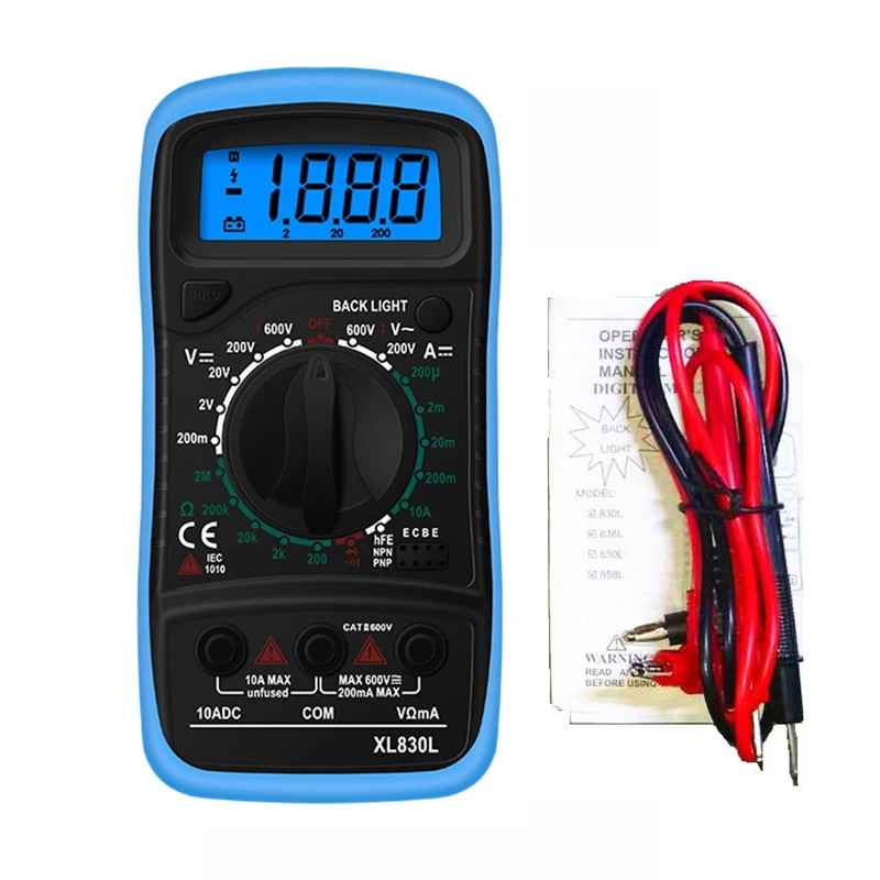 XL830L Meter Urijk XL830L Ручной цифровой мультиметр с ЖК-подсветкой Портативный AC/DC Амперметр Вольтметр Ом тестер напряжения метр Multimetro - Цвет: XL830L Meter