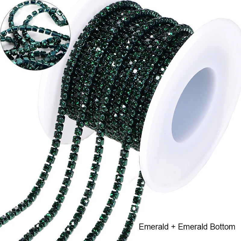 Emerald 10 ярд Хрустальные стеклянные цвета основа стразы цепочка для чашки закрытые цепочки стразы блестящие стразы цепочка для чашки Вшитая одежда B3885 - Цвет: Emerald