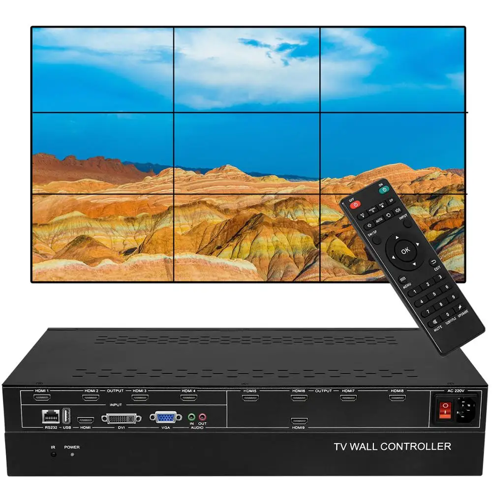 9 Channels 6 каналов 3x2 2x3 2x2 HDMI видео настенный контроллер процессор с HDMI VGA DVI USB вход - Цвет: 9 Channels