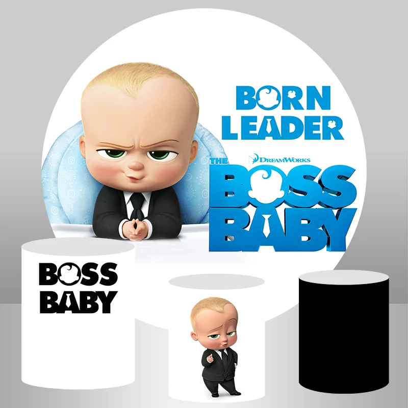 Круглый фон мультфильм босс ребенок фотографический торт стол круг фоны для