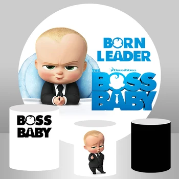 

Round Circle Backdrop Cartoon Boss Baby Photographic Background Cake Table Backdrops for Kids Birthday Photocall Photo Prop