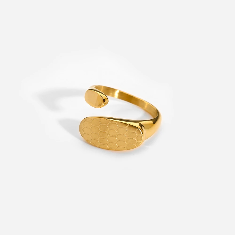 

Minimalist Stainless Steel Geometric Open Rings for Women Female Exquisite Oval Adjustable Rings Waterproof Wholesale