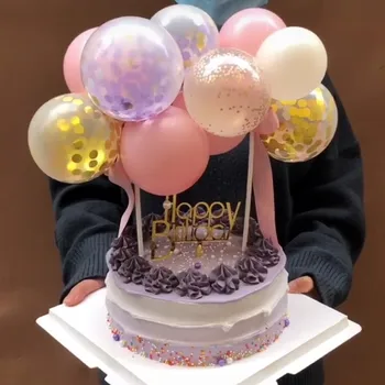 

NEW 5inch Metal Balloons Cake Toppers Gold Confetti Balloon Arch Topper For Wedding Birthday Party Cake Decoration Baby Shower