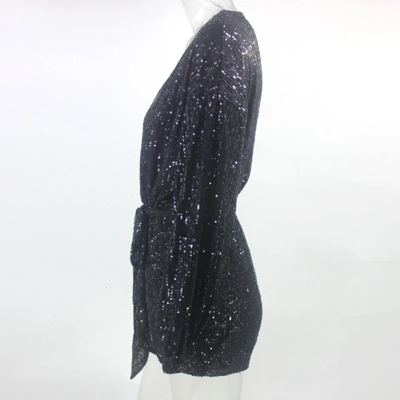 Feditch Off Shoulder Sequined Sexy Jumpsuit Women Club Wear Party Playsuit Gold Elegant Female Glitter Playsuit New Rompers