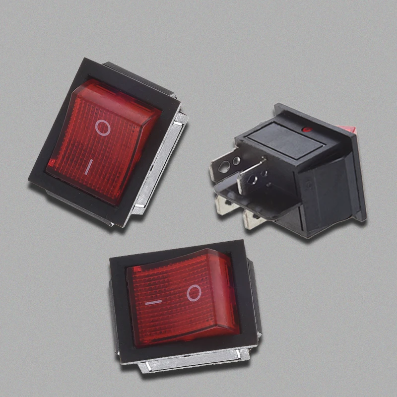 

Red Light Illuminated 4 Pin DPST ON/OFF Snap in Rocker Switch 16A 20A 250V AC