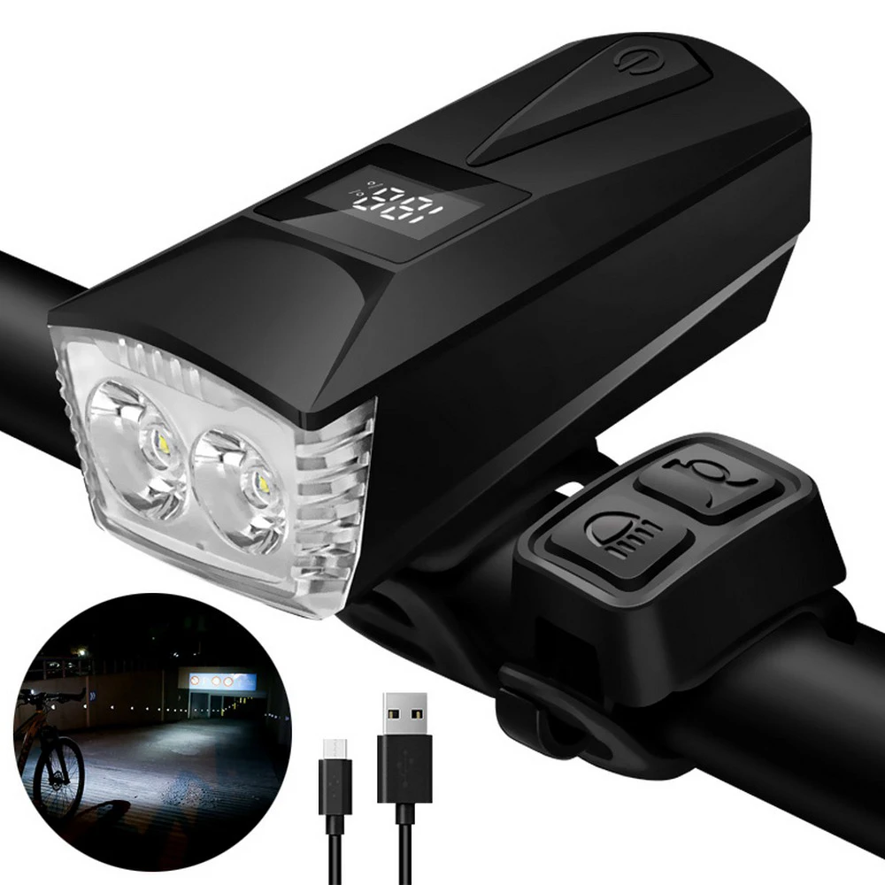 Фонарь передний велосипедный Аккумуляторный с USB портом и цифровым