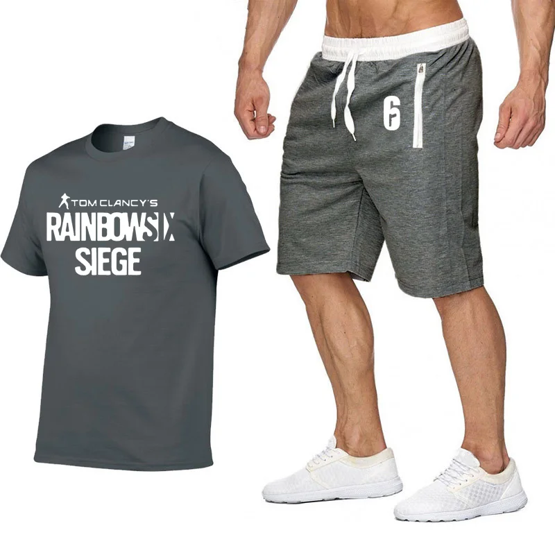 Летняя модная мужская футболка с принтом Rainbow Six Siege, футболки в стиле хип-хоп Харадзюку, хлопковая футболка высокого качества, футболки, штаны, костюм