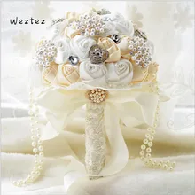 Искусственный Свадебный букет невесты букет свадебных цветов атласные Кристаллы розы роскошные украшения Бордовые цветы SPH224