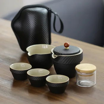 

Black Bone China Tea Set Porcelain Storage Luxury Fancy Charms Accessories Coffee Vintage Travel Kitchen Canecas Teaware BY50CJ