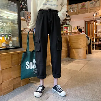 

2020 Spring Women Pants Calf-Length Pants Pantalon Femme Solid Bts Kpop Pants Women Plus Size Gothic Cotton Free Shipping