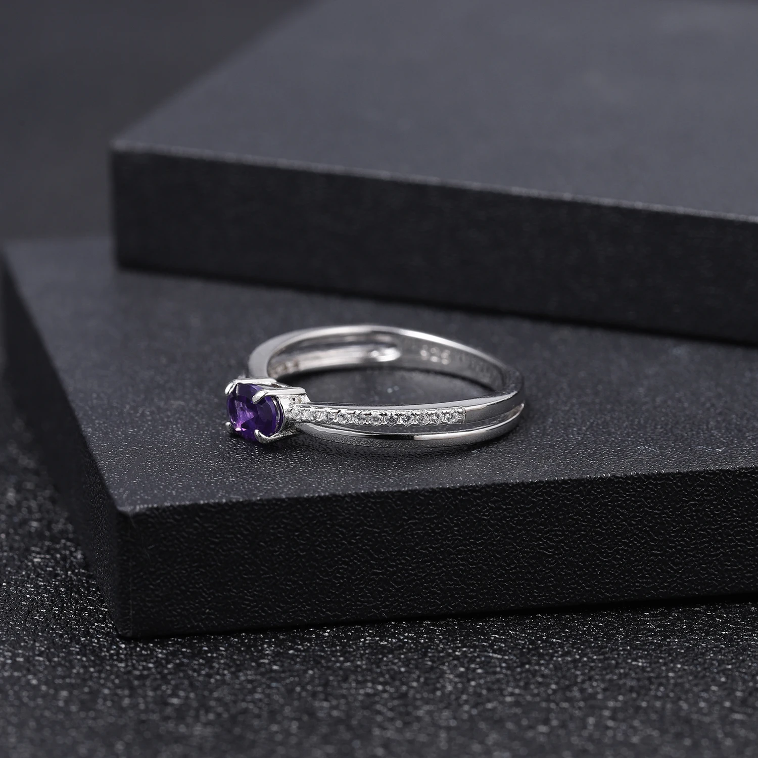 GEM'S BALLET, настоящее 925 пробы, серебряное кольцо с драгоценным камнем, 0.48Ct, натуральный аметист, кольца с камнем для женщин, хорошее ювелирное изделие