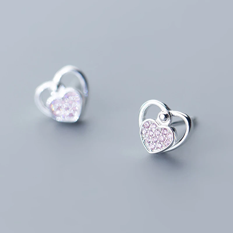 G2007 Pink Trusta 925 пробы серебряные ювелирные изделия модные милые миниатюрные 8 мм X 7 мм полые серьги-гвоздики в форме сердца подарок для девочек, детей, леди DS514 - Окраска металла: G2007 Pink