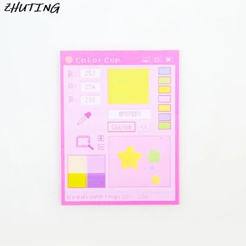 

6Pcs/Bag Portable Sticky Notes Memo With Colorful Computer Pattern For Children Kids Reminding Plan Schedule Writing Supply