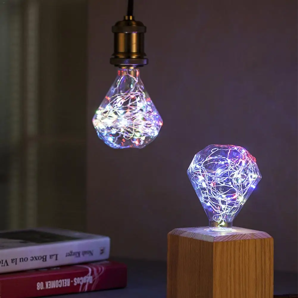 Алмазный Рождественский светильник светодиодный креативный цветной светильник E27 цветной декоративный Ретро светильник A60 лампа