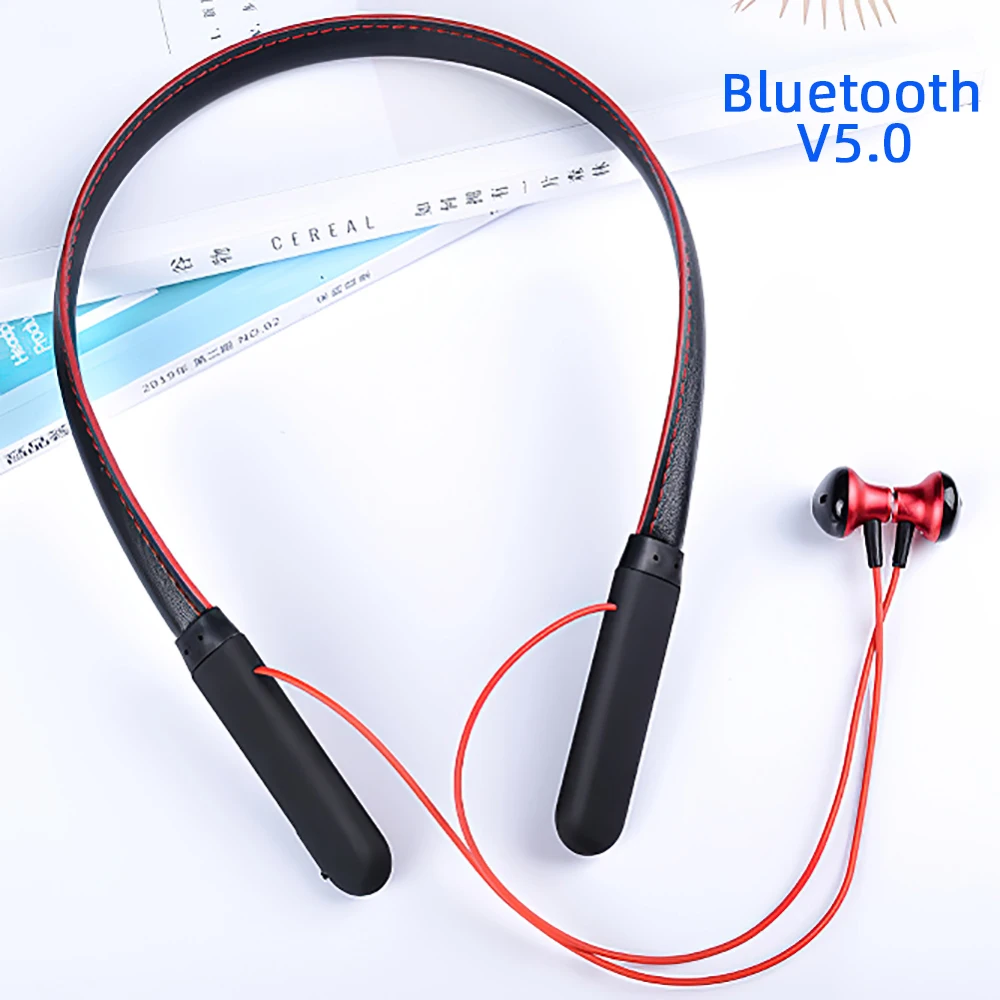 Беспроводные стереонаушники вкладыши Bluetooth V5.0 с подвесной шеей спортивные